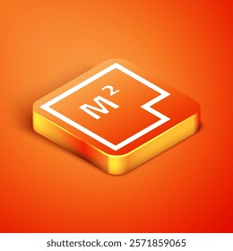 Isometric House plan icon isolated on orange background.  Vector