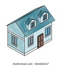 Isometric house real estate scribble