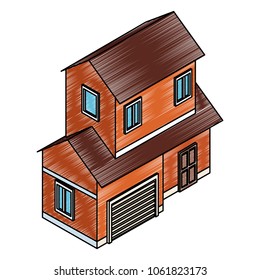 Isometric house real estate scribble