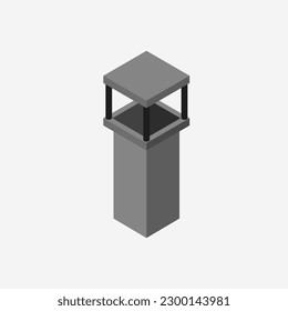 Isometric house roof chimney on a background