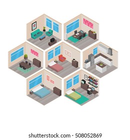 Isometric House Rooms: Home Set