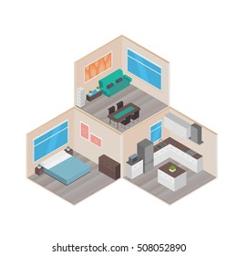 Isometric house rooms: Home set