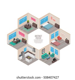 Isometric house rooms: Home set