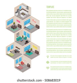 Isometric house rooms: Infographics