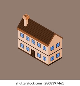 Isometric House Vector Icon Illustration.