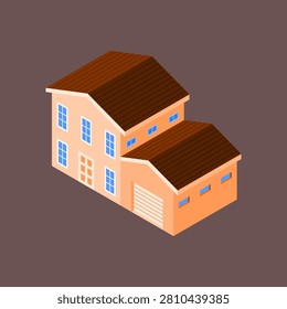 Isometric House Vector Icon Illustration.