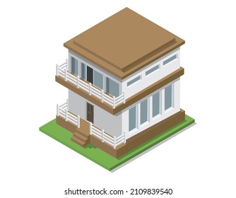 isometric house vector illustration set. 3d miniature architecture design buildings. town and city planning, infographics, real estate models