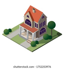 Isometric house, volumetric 
vector image