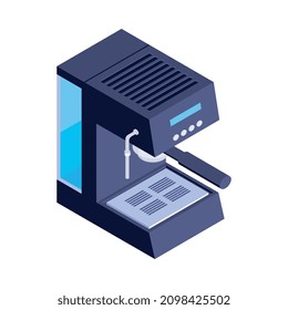 Isometric household appliances composition with isolated image of coffee machine vector illustration