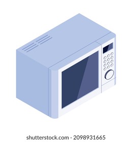 Isometric household appliances composition with isolated image of microwave oven vector illustration