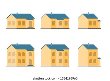 Isometric houses set in a simple flat style.