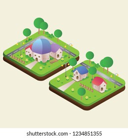Isometric houses Vector
