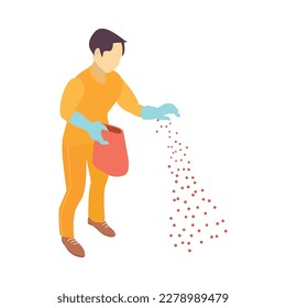 Isometric human character of pest control service specialist 3d vector illustration