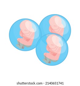 Isometric human cloning dna research science laboratory composition with images of cloned embryos inside bubbles vector illustration