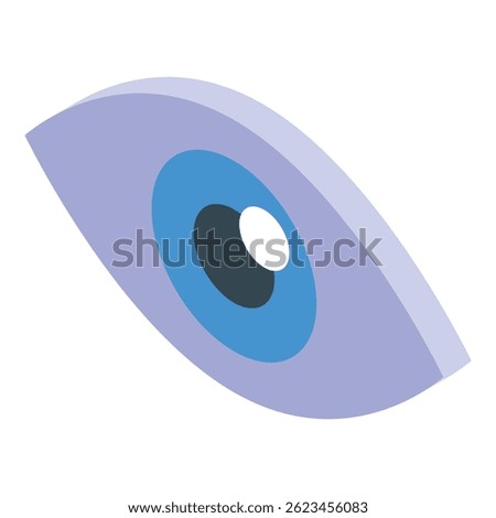 Isometric human eye icon representing vision, sight, and observation in a minimalist and symbolic way