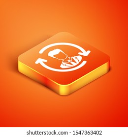 Isometric Human resources icon isolated on orange background. Concept of human resources management, professional staff research, head hunter job.  Vector Illustration