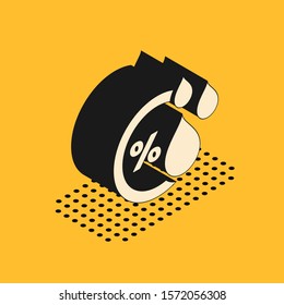 Isometric Humidity icon isolated on yellow background. Weather and meteorology, thermometer symbol.  Vector Illustration