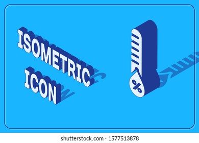 Isometric Humidity icon isolated on blue background. Weather and meteorology, thermometer symbol.  Vector Illustration