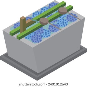 Isometric hydrangea flower hand water