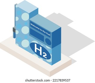 Isometric Hydrogen Dispenser Fuel Cell Vehicle