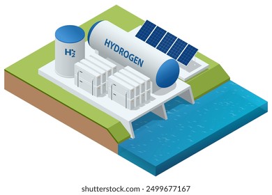 Isometric Hydrogen Energy. Hydrogen is a clean fuel that, when consumed in a fuel cell, produces only water. Hydrogen fuel cell. H2 electrolysis plant station Green hydrogen factory