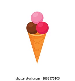 Isometric Ice Cream Composition With Icecream Balls In Wafer Batch On Blank Background Vector Illustration