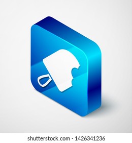 Isometric Ice cream icon isolated on white background. Sweet symbol. Blue square button. Vector Illustration