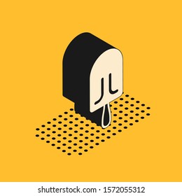Isometric Ice cream icon isolated on yellow background. Sweet symbol.  Vector Illustration