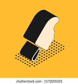 Isometric Ice cream icon isolated on yellow background. Sweet symbol.  Vector Illustration