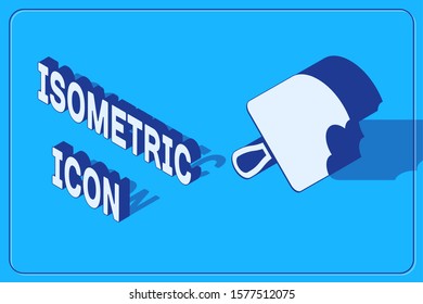 Isometric Ice cream icon isolated on blue background. Sweet symbol.  Vector Illustration