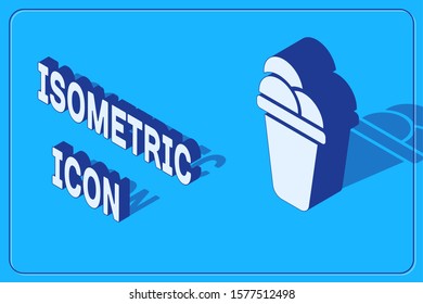 Isometric Ice cream icon isolated on blue background. Sweet symbol.  Vector Illustration