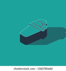 Isometric Ice cream icon isolated on green background. Sweet symbol.  Vector Illustration