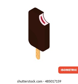 Isometric ice cream with jam with stick icon on white background. Modern isometric concept