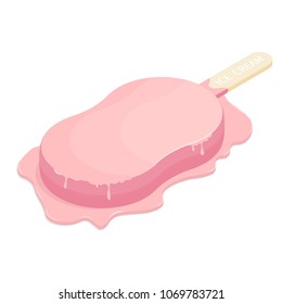 isometric ice cream melt strawberry vector 