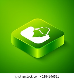 Isometric Iceberg icon isolated on green background. Green square button. Vector