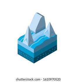 Isometric iceberg and water design, Nature element earth eco ecology conservation bio environment and outdoor theme Vector illustration