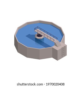 Isometric icon with 3d reservoir for water treatment 3d vector illustration