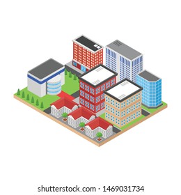 Isometric icon of apartments building vector 