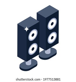 Isometric icon of audio speaker, speaker stand editable vector 