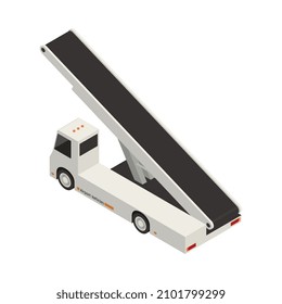 Icono isométrico con retrovisor cargador de correa vehículo de aeropuerto 3d ilustración vectorial