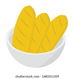 Isometric icon of baguette bread