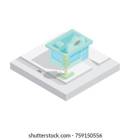 isometric icon bakery building