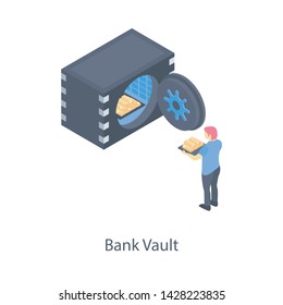 
Isometric icon of bank vault 
