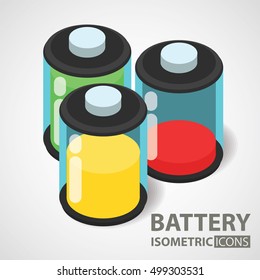 isometric icon. battery