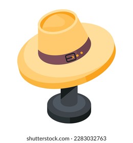An isometric icon of beach hat 