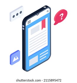 An isometric icon of bookmark page in modern design 

