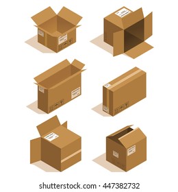 Isometric icon box set. Vector Web