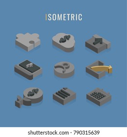 isometric. icon Business, vector symbol in style isolated on blue background.