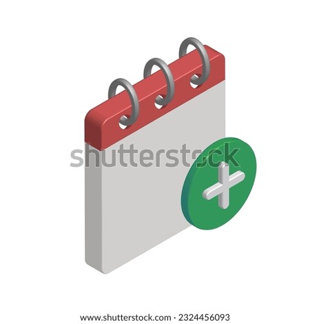 Isometric icon of calendar with plus sign