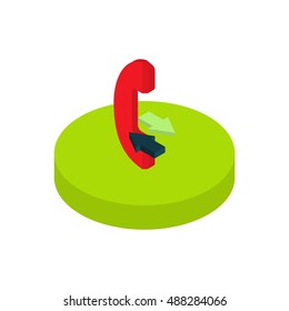 Isometric icon call functions in a mobile phone. Modern isometric concept